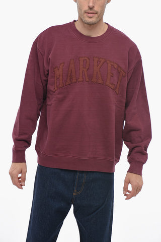 Oversized Fit Crew-neck Sweatshirt with Embossed Logo
