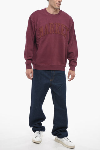 Oversized Fit Crew-neck Sweatshirt with Embossed Logo