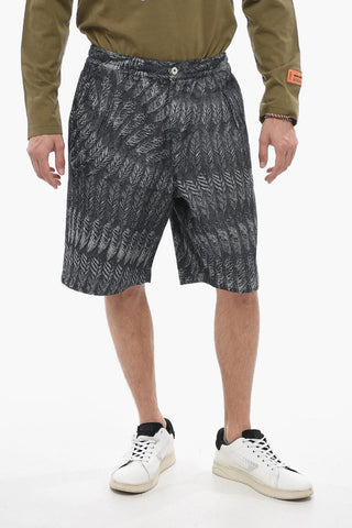 Denim FEATHERS Shorts with Front Pleats