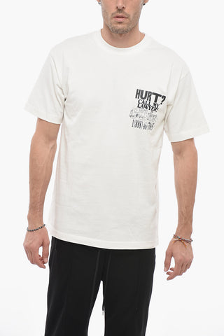 T-shirt Girocollo con Stampa a Contrasto