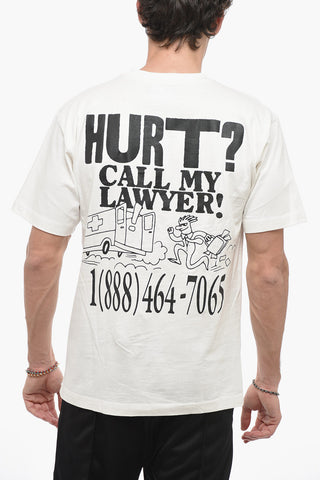 T-shirt Girocollo con Stampa a Contrasto
