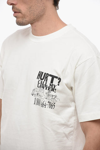 T-shirt Girocollo con Stampa a Contrasto