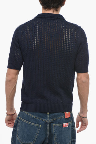 RAW DIAMOND Polo Collar Openwork Sweater