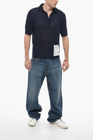 RAW DIAMOND Polo Collar Openwork Sweater