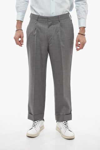 Baggy Fit Single Pleat Pants with belt Loops