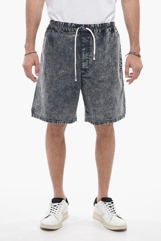 Shorts in Denim a Gamba Ampia con Coulisse