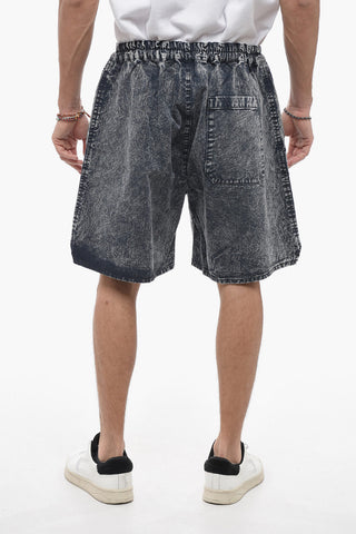 Shorts in Denim a Gamba Ampia con Coulisse