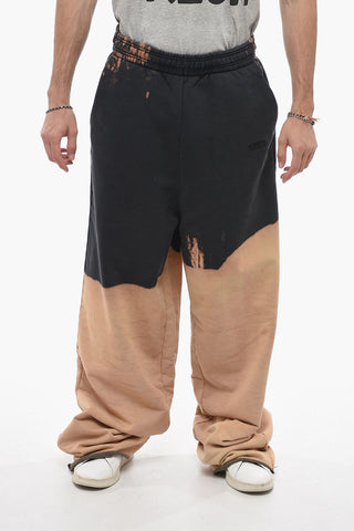 Joggers in Cotone Garzato con Effetto Sbiadito