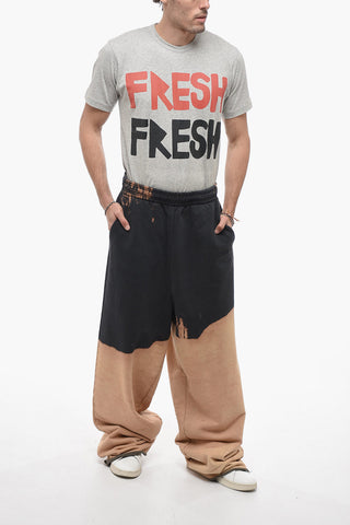 Joggers in Cotone Garzato con Effetto Sbiadito