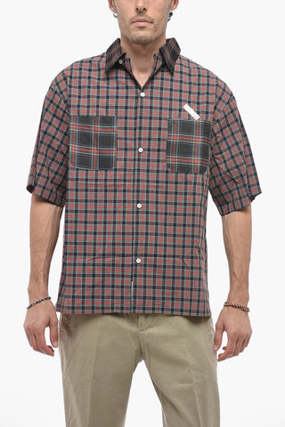 Plaid Checked Shirt with Silk Double Breast Pockets