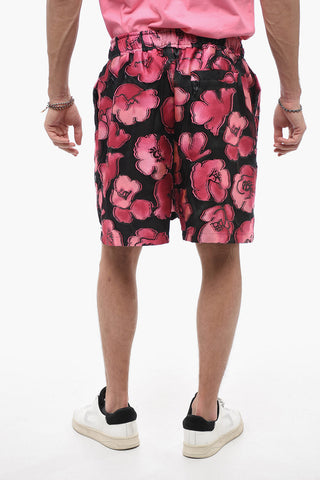 Two-Tone Floral Print Shorts