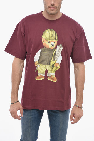 T-shirt Girocollo con Maxi Stampa Teddy Bear