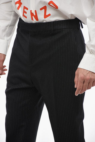 Pantaloni Cropped Fit in Lana Gessata