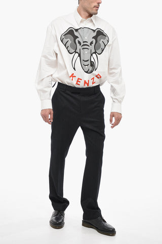 Pantaloni Cropped Fit in Lana Gessata