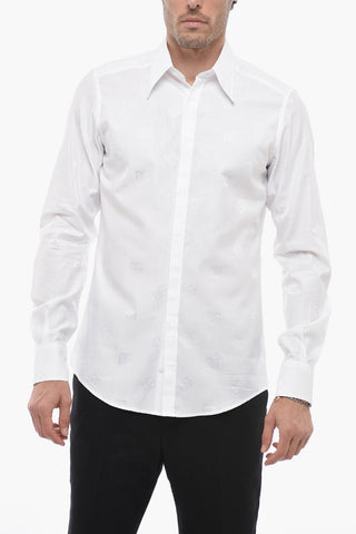 MARTINI Jacquard Cotton Shirt with Ton sur Ton Monogram Pattern