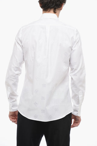 MARTINI Jacquard Cotton Shirt with Ton sur Ton Monogram Pattern