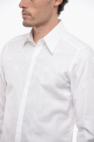 MARTINI Jacquard Cotton Shirt with Ton sur Ton Monogram Pattern