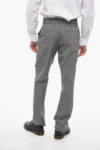 TAILORING Belted Virgin Wool Pants with Safety Buckle