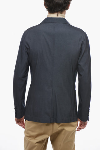 Wool Blend Slim Fit Blazer with Patch Pockets