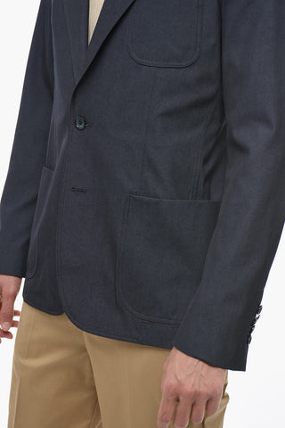 Wool Blend Slim Fit Blazer with Patch Pockets