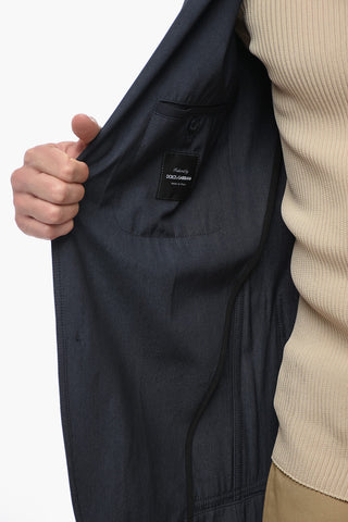 Wool Blend Slim Fit Blazer with Patch Pockets