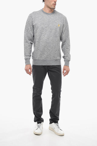 Melange Brushed Cotton Crewneck Sweatshirt