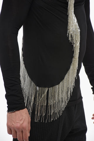 Turtleneck Top with Beaded Decoration