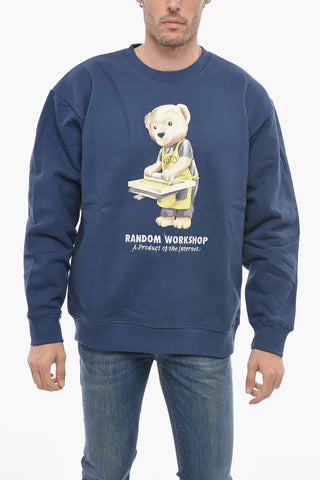 Teddy Bear Printed Fleeced-Cotton Crew-neck Sweatshirt