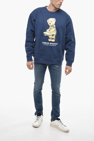 Teddy Bear Printed Fleeced-Cotton Crew-neck Sweatshirt