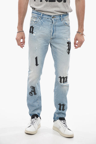Slim Fit BULL LOGO Denims with Leather Patches 16cm