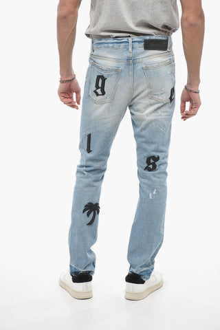 Slim Fit BULL LOGO Denims with Leather Patches 16cm