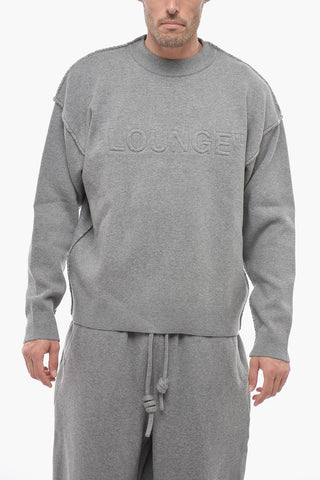 SEASONAL Knitted LOUNGE QUOTE Sweatshirt with Visible Stitchings