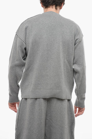 SEASONAL Knitted LOUNGE QUOTE Sweatshirt with Visible Stitchings