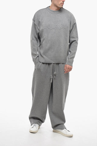 SEASONAL Knitted LOUNGE QUOTE Sweatshirt with Visible Stitchings