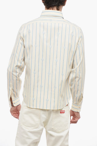Pinstriped Popeline Cotton Shirt with Standard Collar