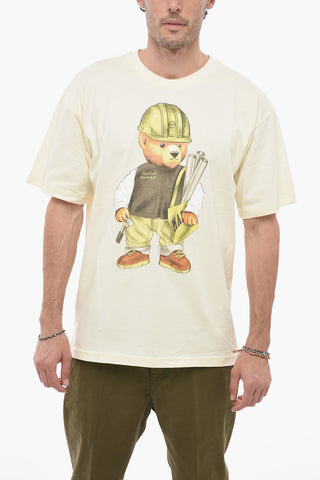 T-shirt Girocollo con Maxi Stampa Teddy Bear