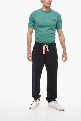Brushed Cotton Pants with Embroidered Logo
