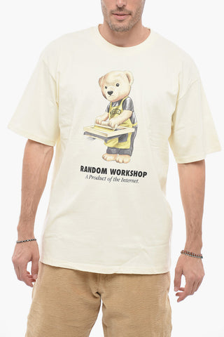 T-shirt Girocollo con Maxi Stampa Teddy Bear