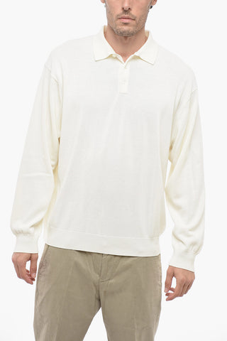 Long Sleeve Polo Shirt with Ribbed Hem