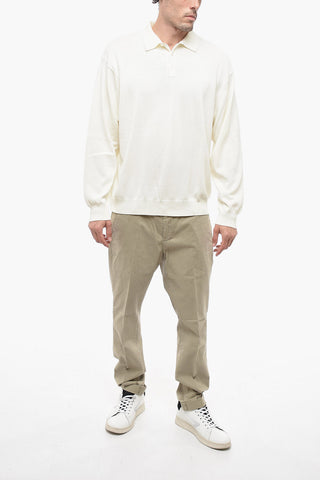 Long Sleeve Polo Shirt with Ribbed Hem