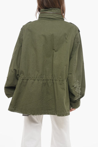 Distressed Detail UNISEX Cotton Parka with Removable Hood