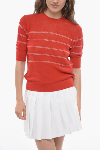 LEISURE Contrasting Details CALAMO Crew-neck Sweater