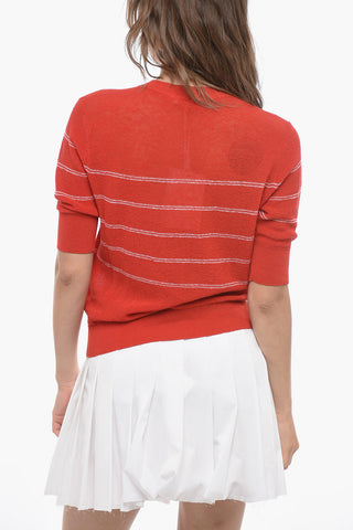LEISURE Contrasting Details CALAMO Crew-neck Sweater