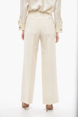 Single-pleated Cotton Canvas Palazzo Pants