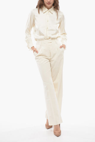 Single-pleated Cotton Canvas Palazzo Pants