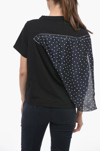 Crew-neck T-shirt With Polka Dots Foulard Detail
