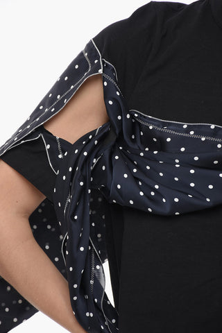 Crew-neck T-shirt With Polka Dots Foulard Detail