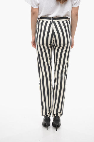 Skinny Fit Cotton Denims with Awning Stripe Pattern 14cm