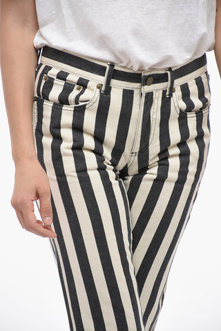 Skinny Fit Cotton Denims with Awning Stripe Pattern 14cm