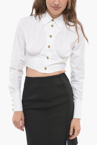 Camicia Cropped Fit con Bottoni Gioiello